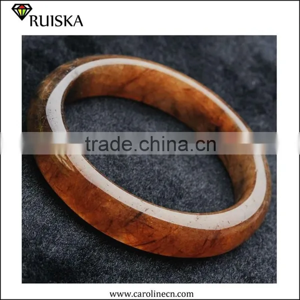 Caroline Fashion Designs Gold Rutilated Quartz Bangle photo-2