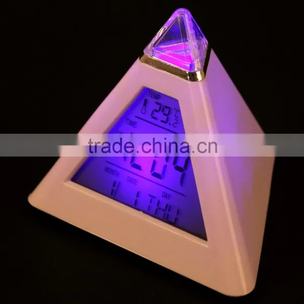 2016 Electronic Pyramid Thermometer Date Display LCD Alarm Clock photo-2