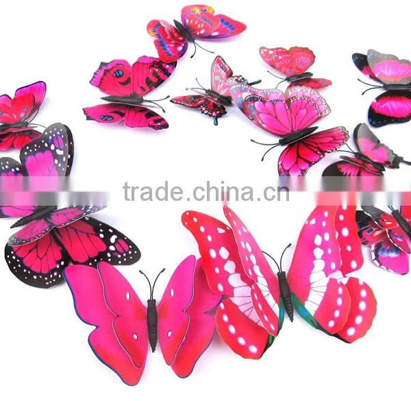 Alforever 12 Pcs per Bag Double-deck 3D Pvc Butterflies Wall Decals photo-4