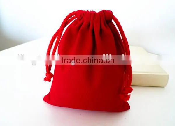 Wholesale Red Color Canvas Drawstring Gift Packing Bag photo-2