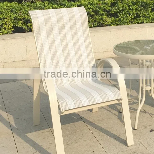 2015 Wholesale Garden Patio Modern Aluminum Frame Dining Table and Sling Chair Set photo-6