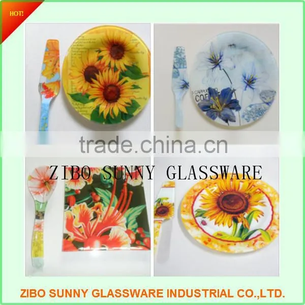 Round Decal Glass Dinner Plate Dish photo-4
