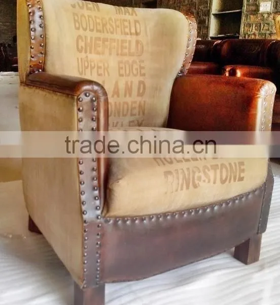 JodhpurFurniture Manufacturers ,LEATHER CANVAS SOFA SINGLE SEATER