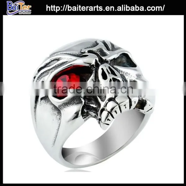 Elegant Tianium Stone Men's Skull Ring ,stainless Steel Skull Ring photo-4