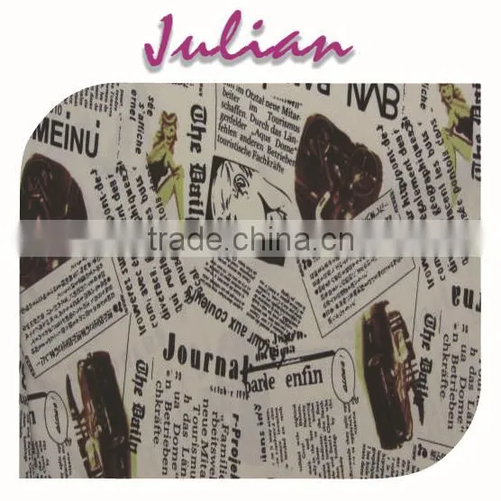 Black White German Language Newspaper Spandex Print Nylon Reversible Fabric