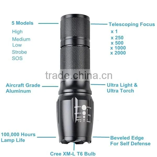 Ultra Bright E26 Aluminum 26650/18650/3*AAA Battery Military 1200 Lumen Best Tactical Flashlight Rechargeable Quality Choice photo-2