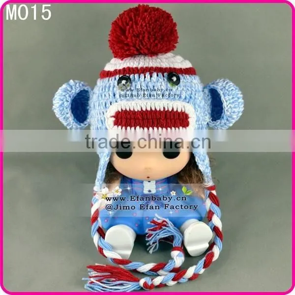 Knitting Children's Winter Hats Knitted Monkey Crochet Hats for Babies photo-2