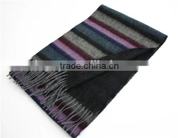 Multicolor Stripe Wool Scarf With Tassel photo-2