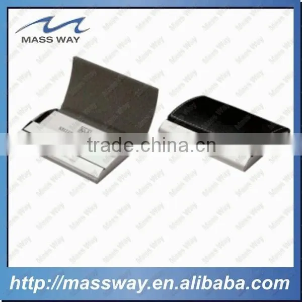 Fashion High Quality Business ID Metal Genuine Leather Business Card Holder photo-5