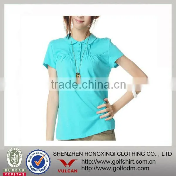 Customed Light Blue Ladies Polo Shirts