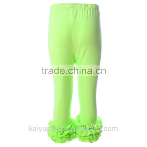 Hot Sale Baby Girl Lime Bodysuit Ruffle Pant Kids 3/4 Length Capri Wholesale Icing Pants photo-3