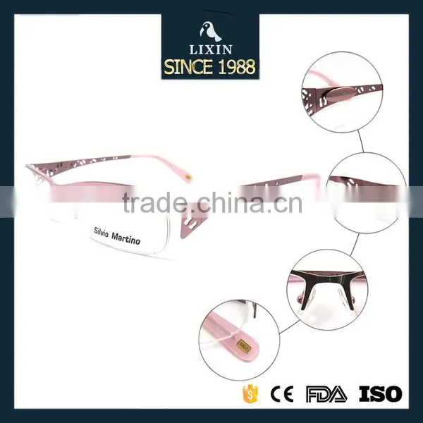Fashion Design Metal Half-Rim Glasses Frame Women Hollow Pink/Gunmental/Silver/Bronze/Black Frame SM4022 photo-4