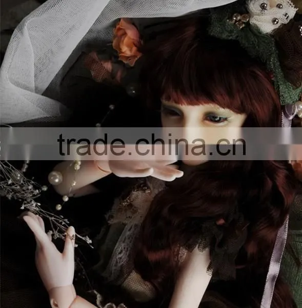 New Arrival Heat Resistant Dark Brown Deep Wavy 1/4 BJD Doll Wig photo-3