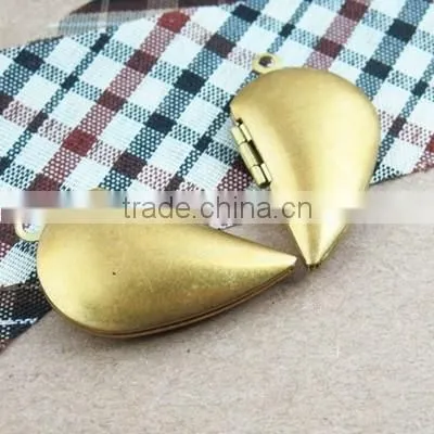 29MM Raw Copper Lovers' Heart Locket Pendant,vintage Heart Lovers' Locket Pendant 1131023 photo-3