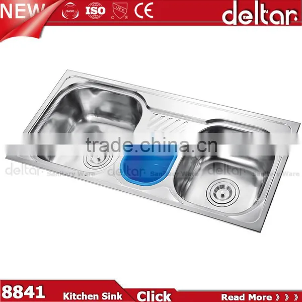 Vanity Top Deep Double Kitchen Sink, Supply China Round/square Kitchen Sink Two Hole Basin Sink photo-5