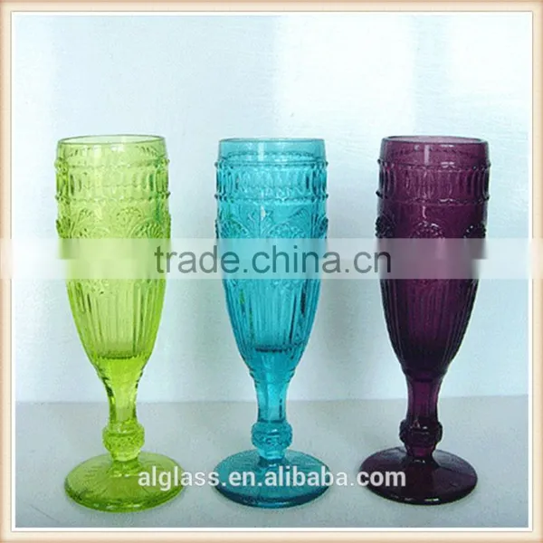 Embossed Short Stem Wine Glass Champagne Glass