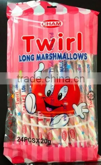 Wholesale Colorful Long Twist Marshmallow Rope Candy