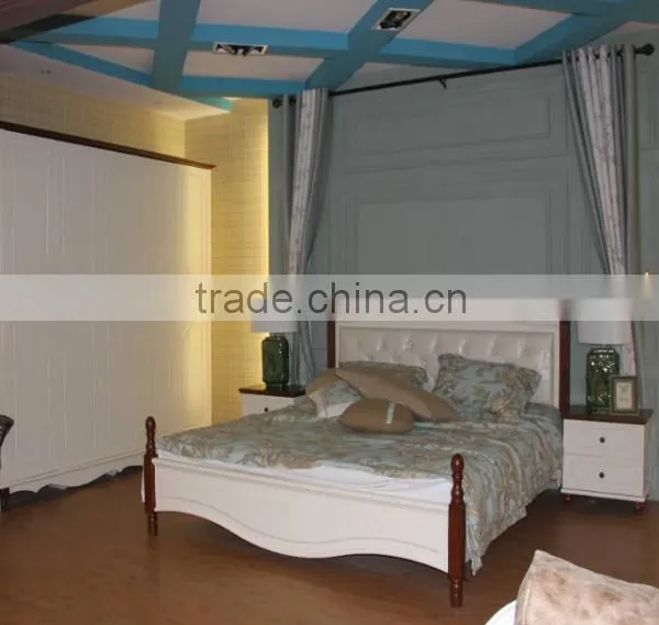 FUTURE Korea's Rural Style Solid Wood White Bed With Fabric for Bedroom Furniture Design photo-6