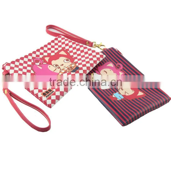 New Women Lady Cute Leather Cosmetic Coin Cellphone Makeup Pouch Bag Custom Pu Printing Wallet photo-2