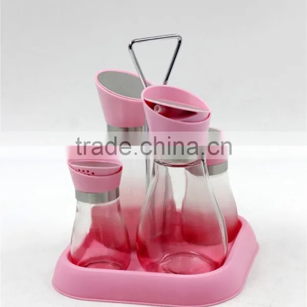 Glass Oil Jar Set Empty Jar Pet Clear Bulk Spice Jar Color With Stand photo-4