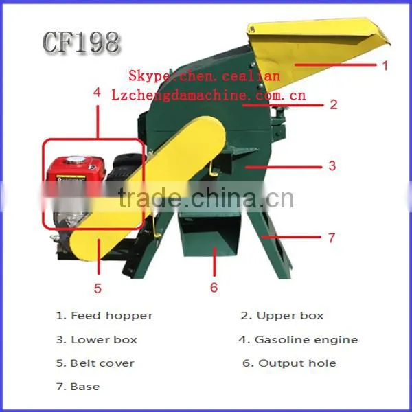 CF198A 7.5HP Driven by Diesel Engine Coconut Shell Grain Crusher Corn Cob Hammer Mill
