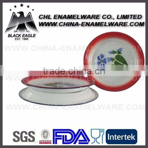 High Quality Enamel Round Tray With Spraying Decoration photo-5