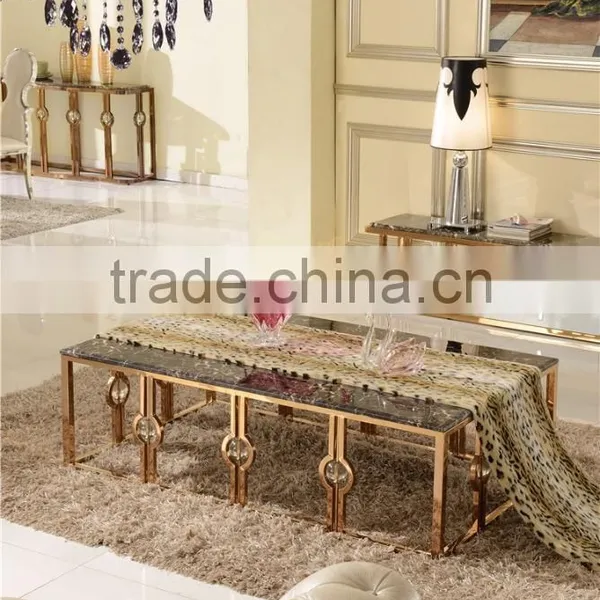 High-endstainless Steel Golden Plated Marble Top Center Table Design B818 photo-2