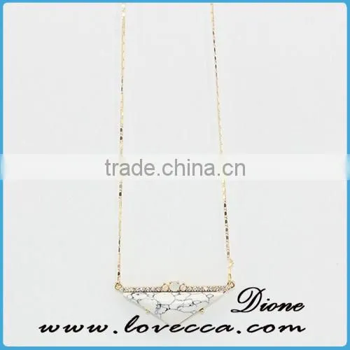 Synthetic Turquoise Gemstone Necklace Jewelry With Gold Plated Chain photo-2