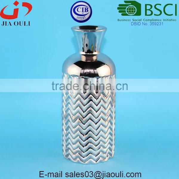 New Design Wave Patterned Decorative Ceramic Flower Vase Gold/copper/silver Plated photo-3