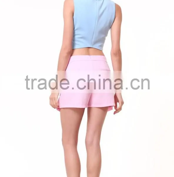 2015 Summer Sleeveless Women Plain Crop Tops Wholesale photo-3
