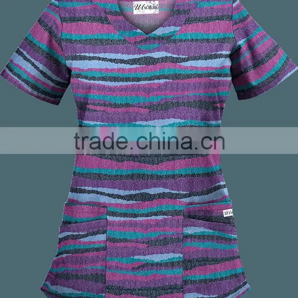 Fabric Knit Worthy Navy Scrub Top photo-3