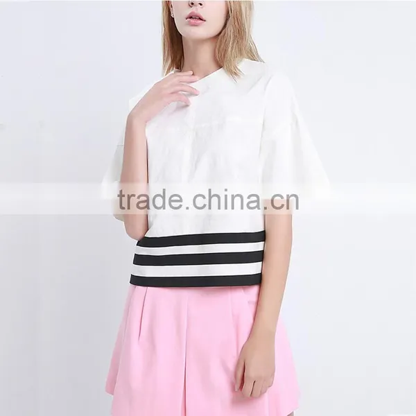 New Fashionable High Quality Comfortable With Stripe Split Ladies Linen Fabric Blouse photo-6
