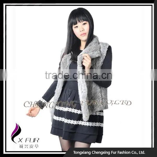 CX-G-B-192F 2016 Latest Knitted Rabbit Fur Fashion Womens Gilet photo-6