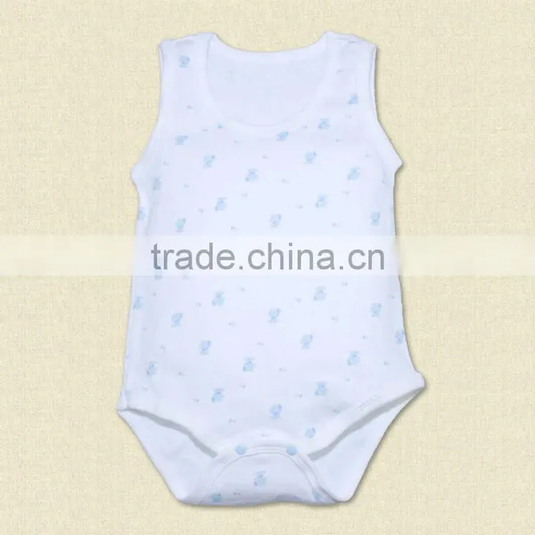 Wholesale Baby Girls Boys 100% Cotton Infant Floral Print Custome Romper Onesie no Sleeve Bodysuit photo-4