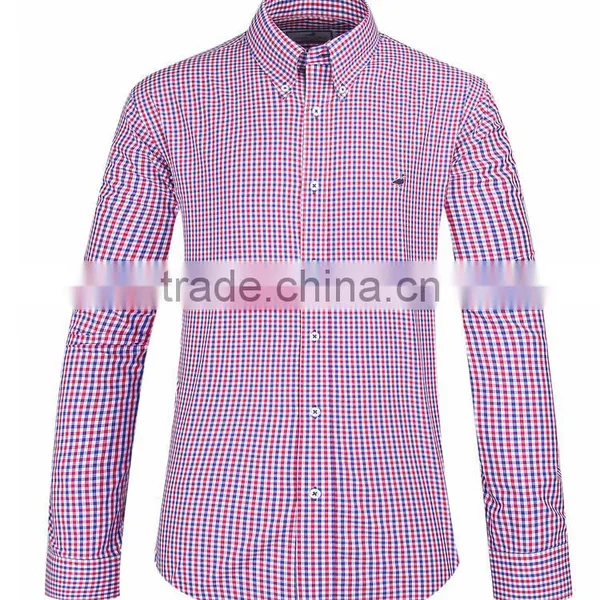 2017 Two Colors Check Men's Long Sleeve Button Down Collar Shirt photo-2