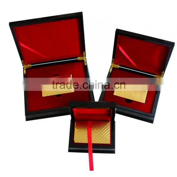 High Quanlity Gold Foil Plated Poker Playing Card Wooden Box For Gifts photo-2