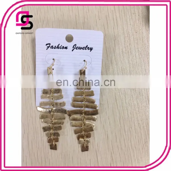 Hot Selling Fashion European Style Jewelry Gold Fish Bone Alloy Earrings for Women