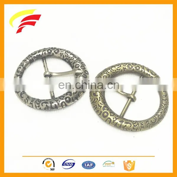 Metal Vintage Rounds Shape Pin Buckle Antique Style Tri-glide Belt Buckle photo-2