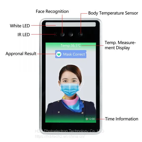 Wall-Mounted Quick Identity Verification Attendance Record Function Human Body Temperature Measurement Camera photo-3