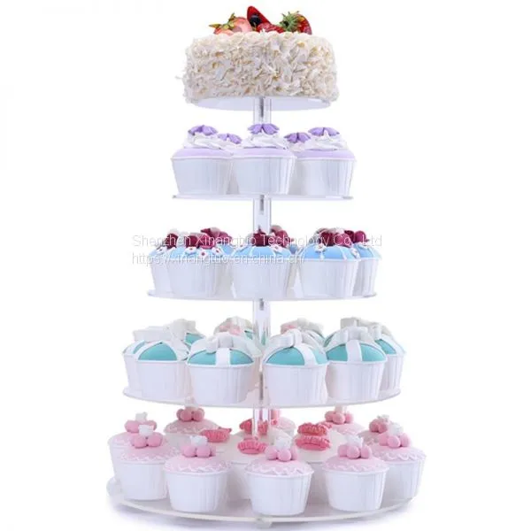 High Quality Custom Clear Happy Birthday Decoration Acrylic Wedding Cake Stand photo-2