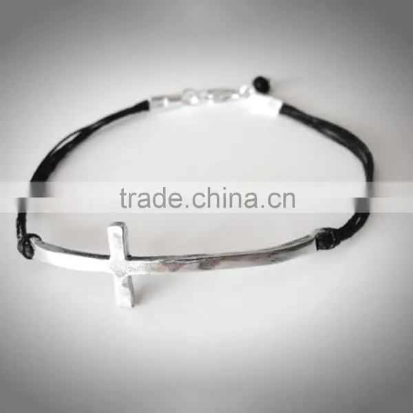 Pure Handmade Braid Wax Cord Bracelet Brass Angel Wings Metal Charm Bracelet photo-6