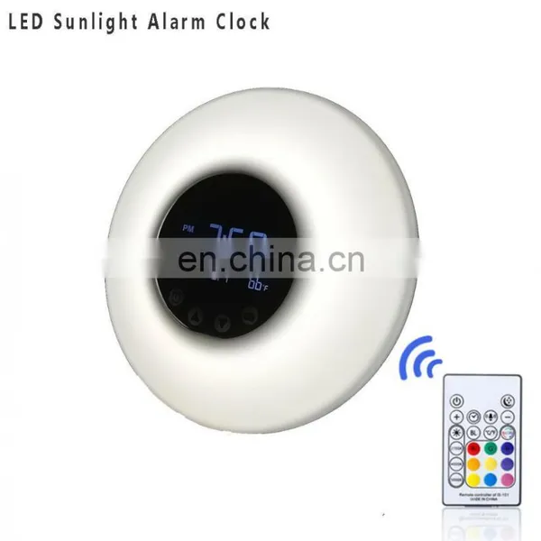 Remote Control USB Sunlight Wake Up FM Radio And Snooze Function Smart LED Alarm Desk & Table Clocks photo-5
