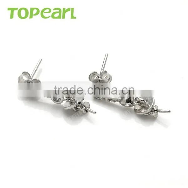 925 Sterling Silver With Cubic Zirconia Pierced Earrings Mounting Jewelry Findings & Components 9EM15 photo-2
