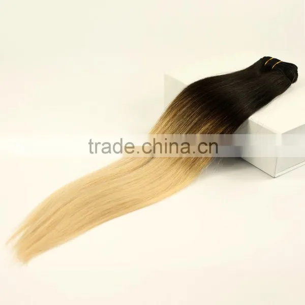 Office Black Ombre Color 100% Indian Human Remy Hair Wholesale Clip in Hair Extension Supplier's Choice photo-5