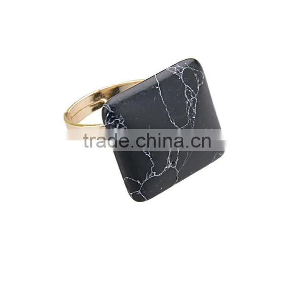Latest Designs Gold Jewellery Black & White Turquoise Rings Set photo-3