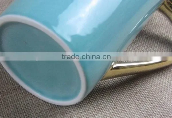 2015 Hot Sell Light Blue Mugs With Gold Colour photo-4