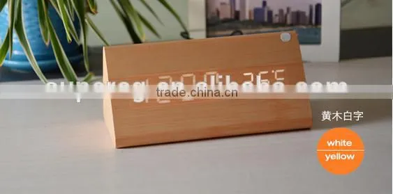 Decorative Table Clocks Control Sensing Alarm Temp Dual Display Electronic LED Clock Vintage Wooden Digital Alarm Clock photo-2