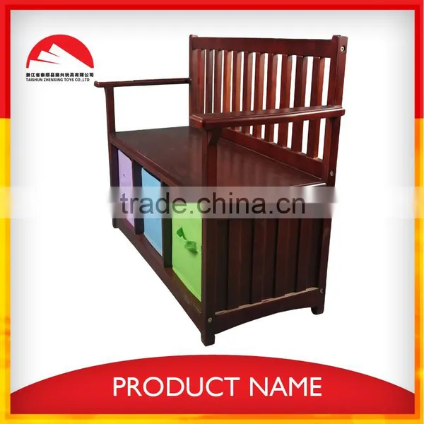 Brown Wooden Bench With Storage Box,wooden Bench With Back for Kids photo-2
