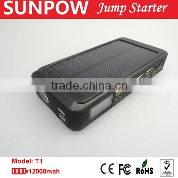 Sunpow 12000mAh Solar Multi-Function 12v Car Jump Starter Mini Mobile Power Bank Charger in Car Accessories photo-2