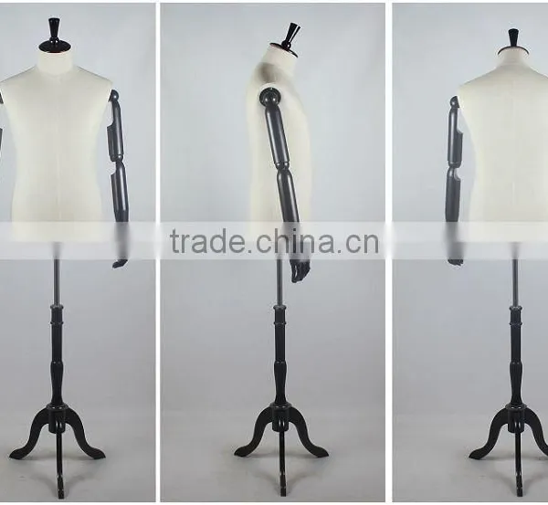 Torso Male Mannequins With Plastic Arms and Wood Base photo-3